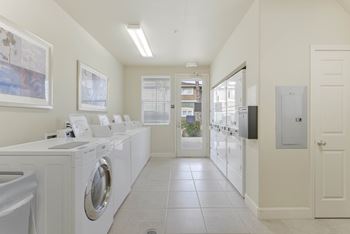 White machines in laundry room